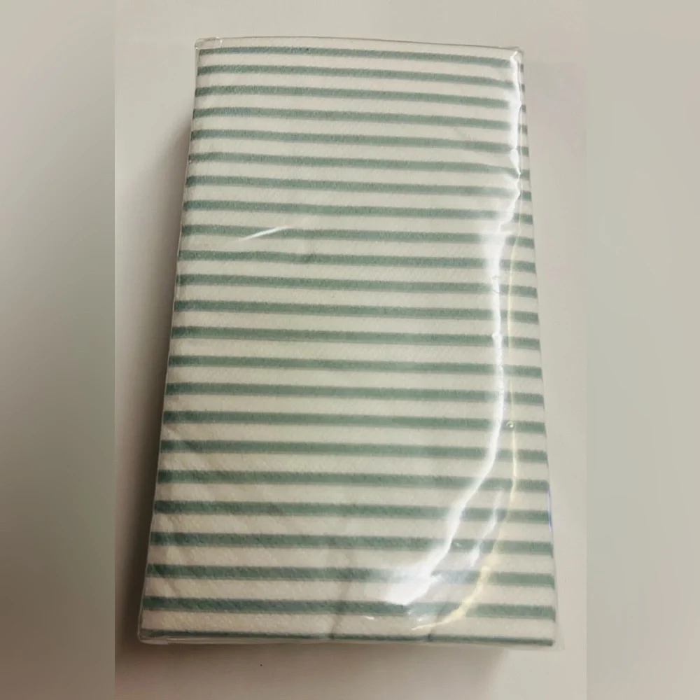 New 40 Sugar Paper Guest Napkins Green and White Stripes 4.4